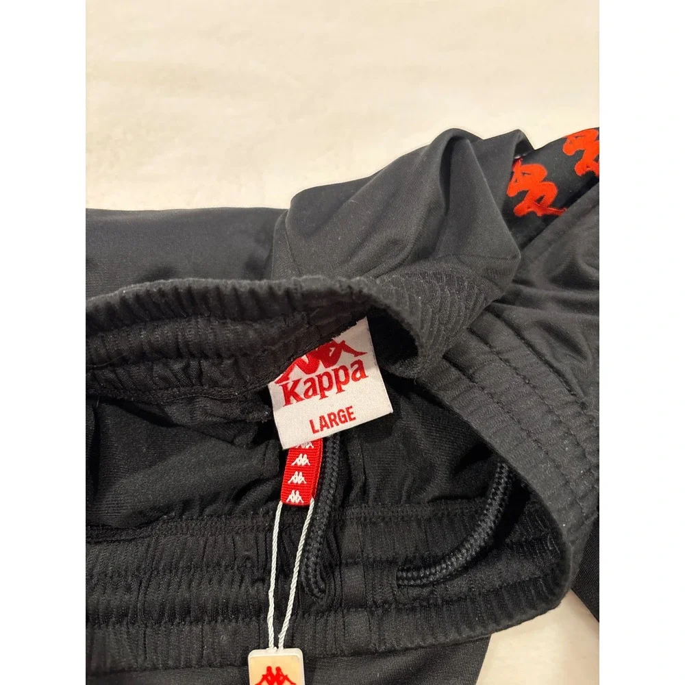 Kappa Banda Astoria Track Pants Men Large Black Red Logo Tape Joggers Sweatpants